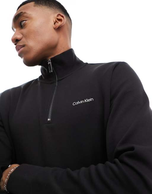 Calvin Klein – Svart sweatshirt med liten logga och kort dragkedja, 2 av 4