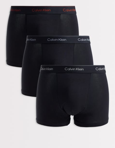Calvin Klein – Svarta, avslappnade boxershorts i stretchig bomull med färgade midjeband och ikonlogga, 3-pack - view 1