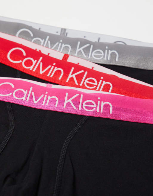 Calvin Klein – Svarta boxershorts med färgade midjeband, 3-pack, 4 av 4