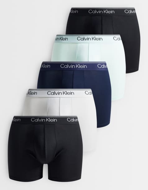 Calvin Klein – Svarta/grå/blå boxershorts i stretchig mikrofiber, 5-pack - view 1