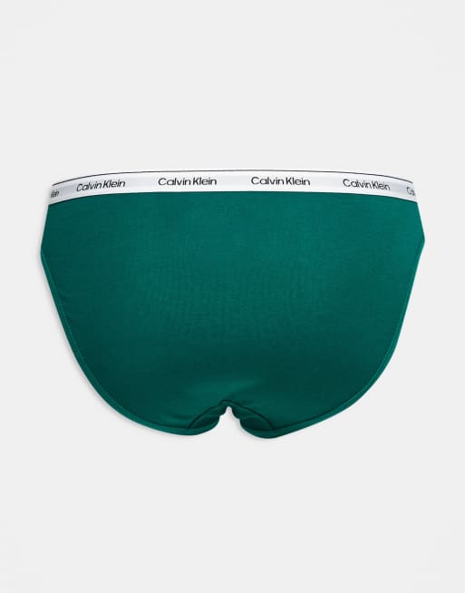 Calvin Klein – Svarta/grå/gröna trosor i bikinistil med ikonlogga, 3-pack, 3 av 3