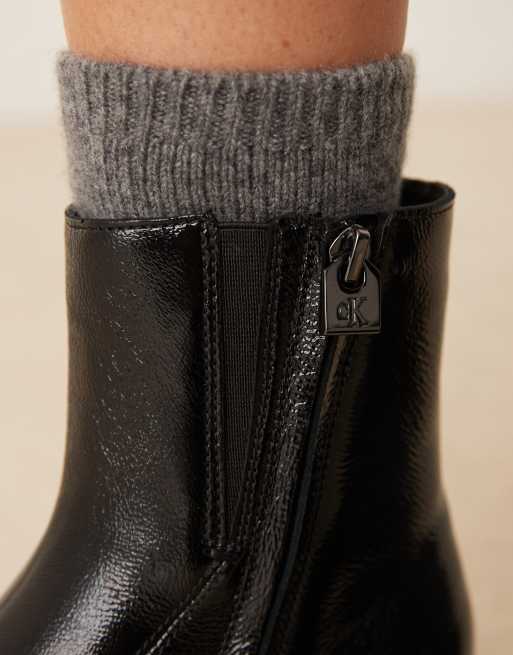 Calvin Klein – Svarta, grova ankelboots i läder med dragkedja, 3 av 4