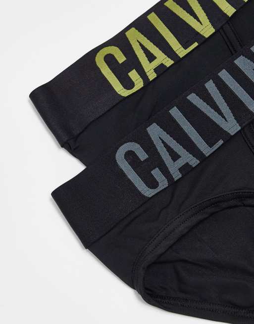 Calvin Klein – Svarta hipster-kalsonger med färgade midjeband, 2-pack, 3 av 4