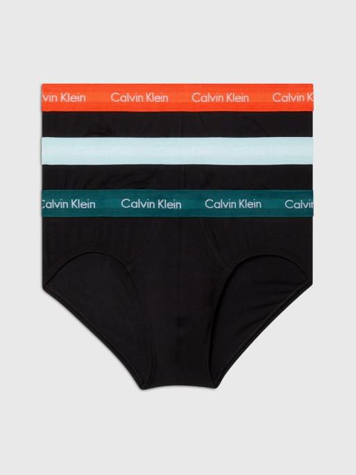 Calvin Klein – Svarta kalsonger i bomull med stretch och färgade midjeband, 3-pack