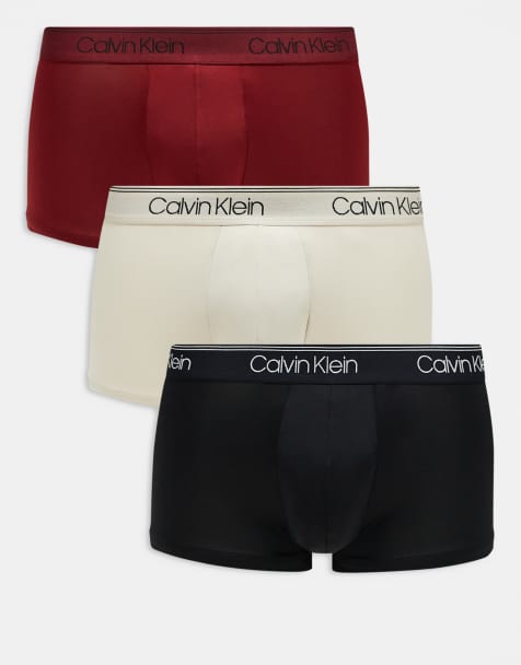 Calvin Klein – Svarta/röda/beiga boxershorts i stretchigt mikrofiber med låg midja, 3-pack - view 1