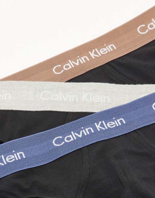 Calvin Klein – Svarta, stretchiga trosor i bomull med färgade midjeband, 3-pack, 2 av 3