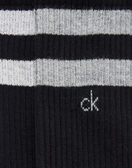 Calvin Klein – Svarta träningsstrumpor med ränder i 2-pack, 2 av 3