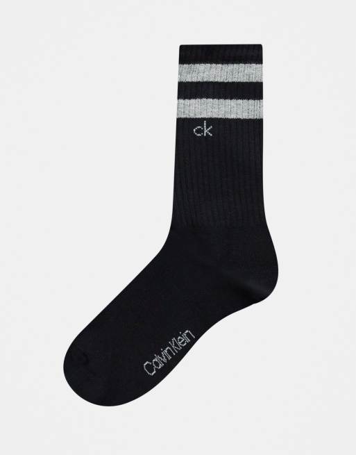 Calvin Klein – Svarta träningsstrumpor med ränder i 2-pack, 3 av 3
