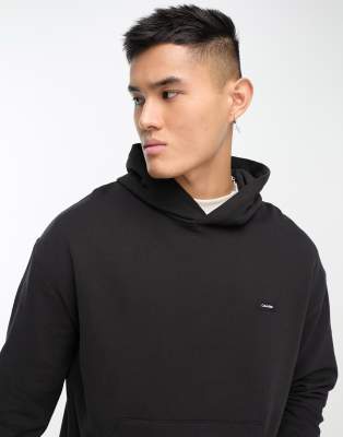 Calvin Klein box logo comfort hoodie in black - ASOS Price Checker