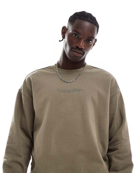Calvin Klein - Sweat confort à logo ton sur ton - Olive - view 1