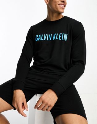 Calvin Klein lounge sweatshirt with logo in black - ASOS Price Checker