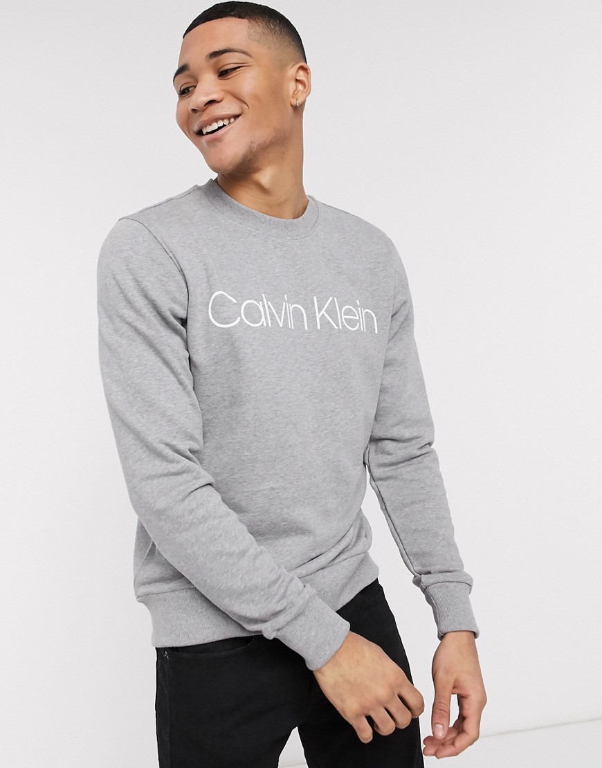 Calvin Klein - Sweater met logo en ronde hals-Grijs