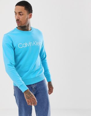 Calvin Klein - Sweatshirt met groot logo in lichtblauw