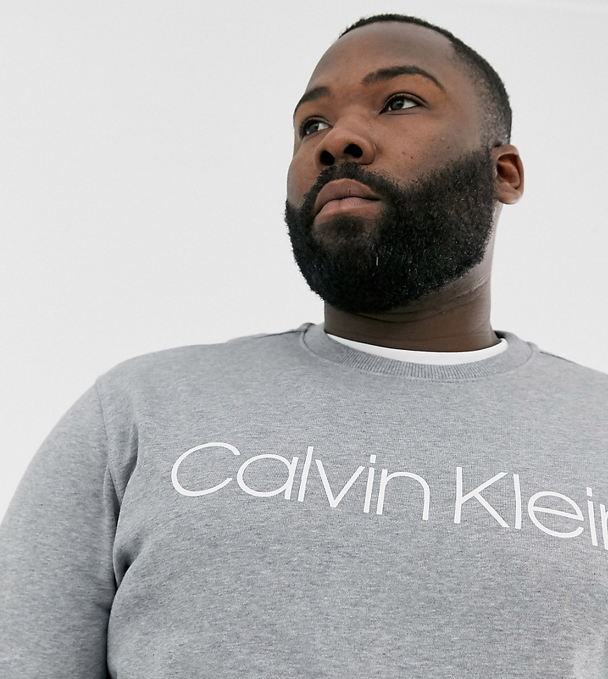 Calvin Klein - Sweatshirt met logo op de borst en ronde hals in gemêleerd grijs