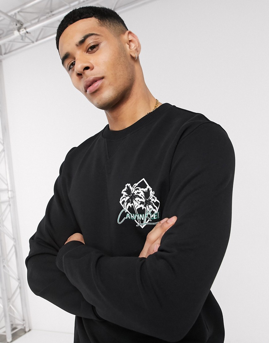 Calvin Klein - Sweatshirt met palmprint in zwart