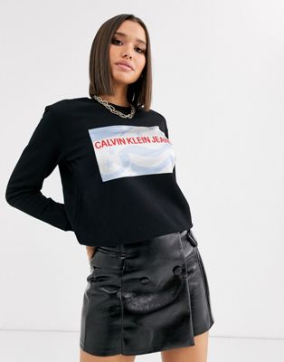 Calvin Klein - Sweatshirt met vlaggenlogo-Zwart