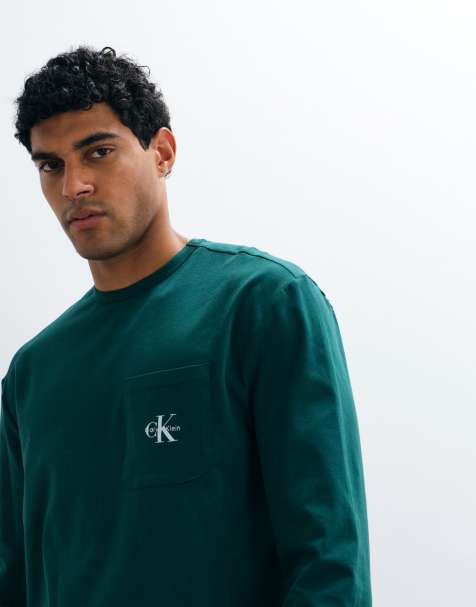 Calvin Klein Sweatshirt mit Monogramm, langen Ärmeln und Rundhalsausschnitt in Smaragdgrün - view 1