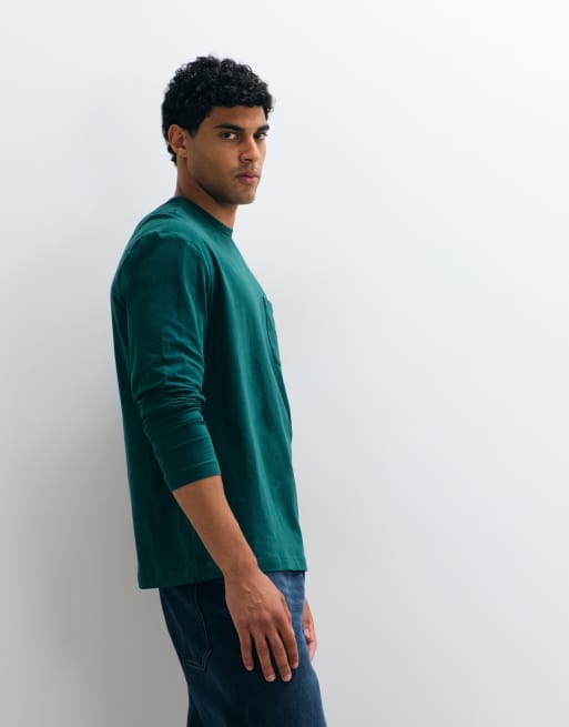 Calvin Klein Sweatshirt mit Monogramm, langen Ärmeln und Rundhalsausschnitt in Smaragdgrün, 4 von 5