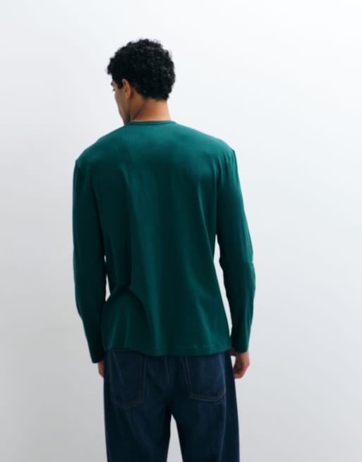 Calvin Klein Sweatshirt mit Monogramm, langen Ärmeln und Rundhalsausschnitt in Smaragdgrün, 5 von 5