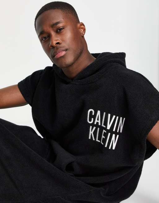 Calvin Klein swim towel poncho in black