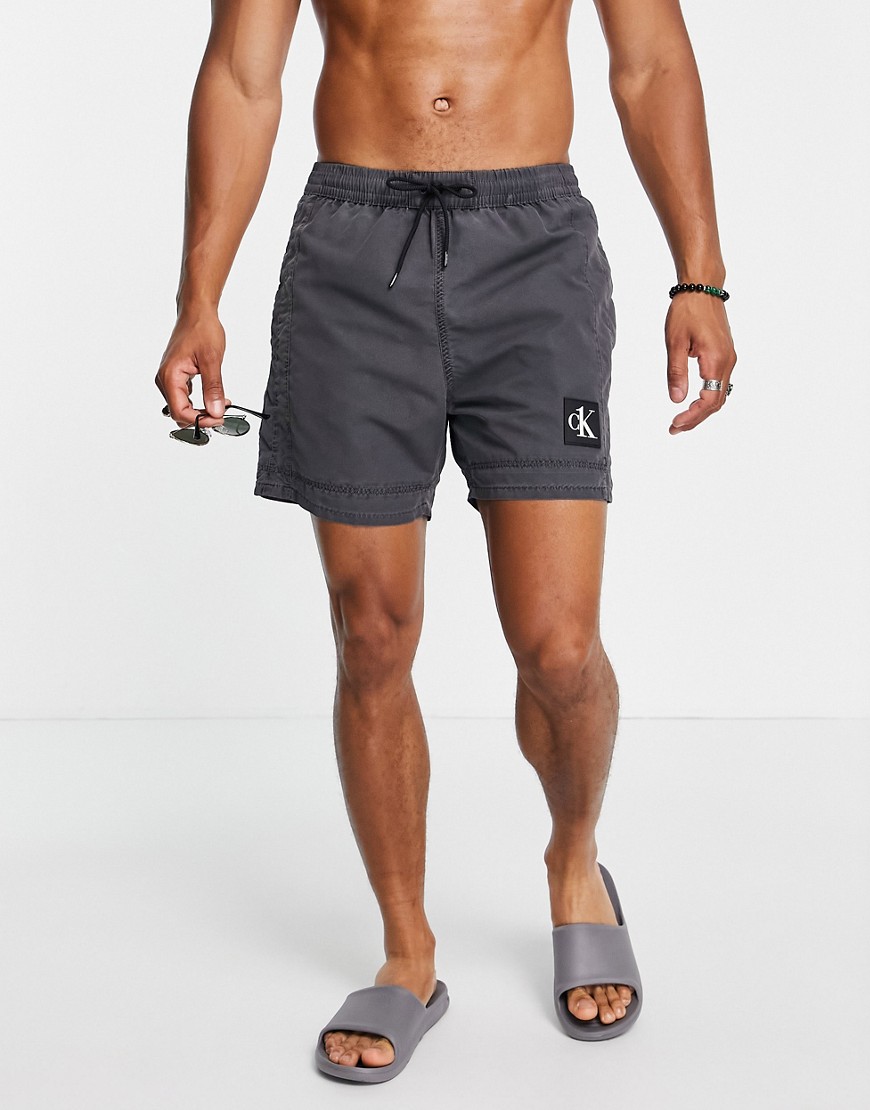 Calvin Klein swimshorts with small logo in washed gray-Grey