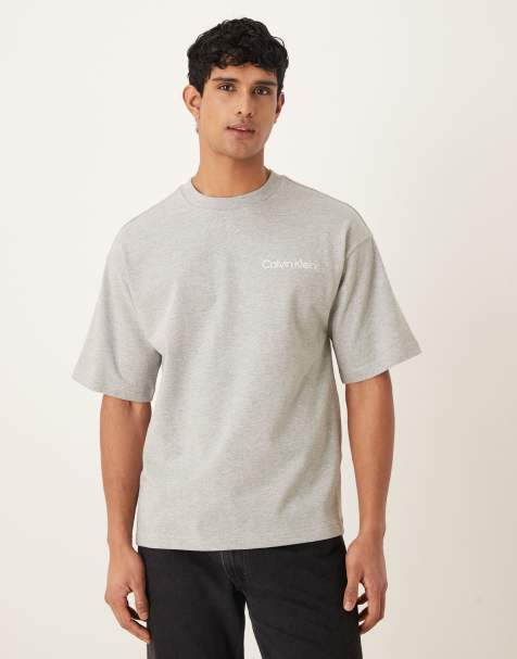 Calvin Klein – Szary bawełniany T-shirt domowy z logo - view 1