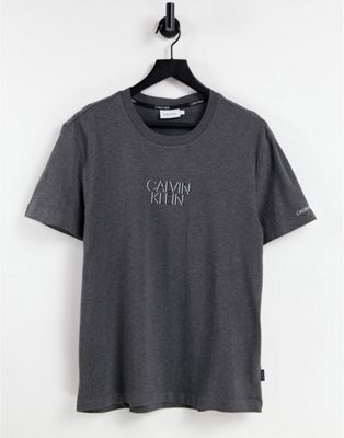 Homme Calvin Klein - T-shirt à logo centré effet ombré - Gris chiné foncé
