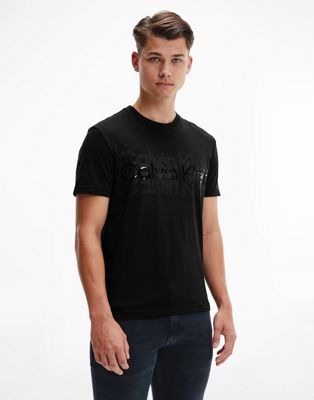  Calvin Klein - T-shirt à logo superposé - Noir