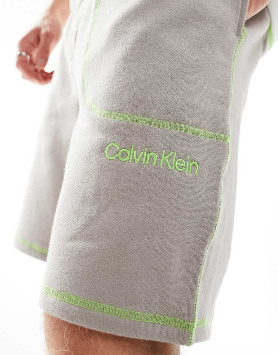 Calvin Klein cotton sleep shorts in light grey