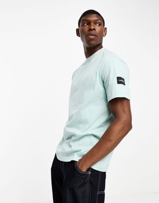 Calvin Klein logo tape collar and side patch t-shirt in green - ASOS Price Checker