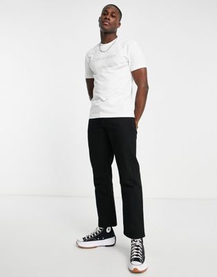  Calvin Klein - T-shirt avec bande griffée en relief - Blanc