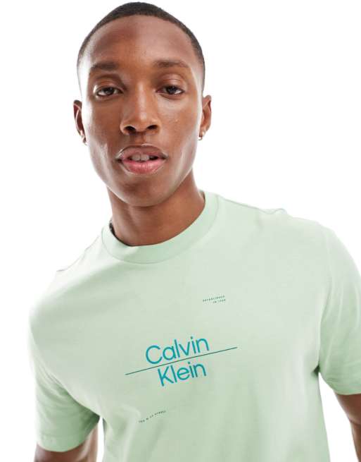 Calvin Klein T shirt avec logo et ligne optique Vert