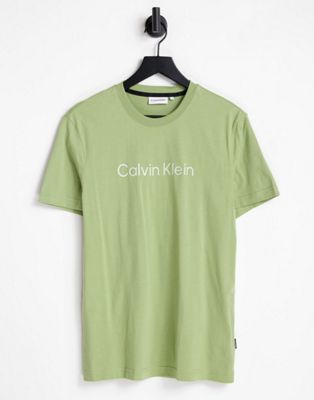 Marques de designers Calvin Klein - T-shirt avec rayure griffée en relief - Vert