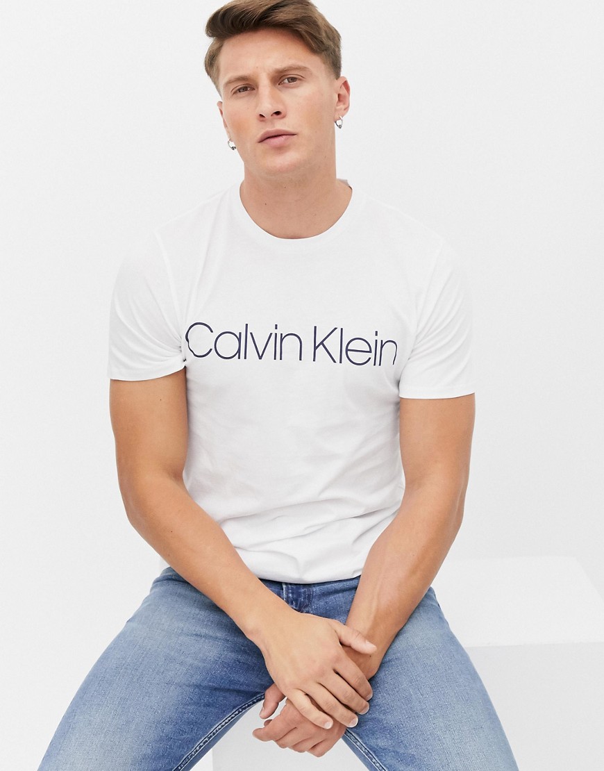 Calvin Klein - T-shirt bianca con logo-Bianco