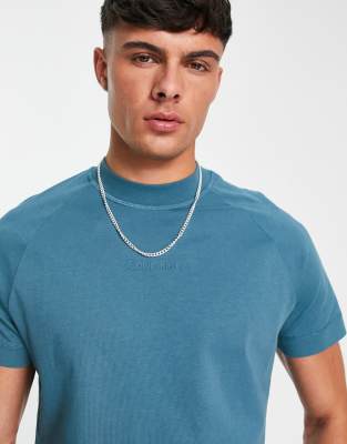 T-shirt blu in cotone con logo centrale - MBLUE - Calvin Klein T-shirt donna  - immagine3
