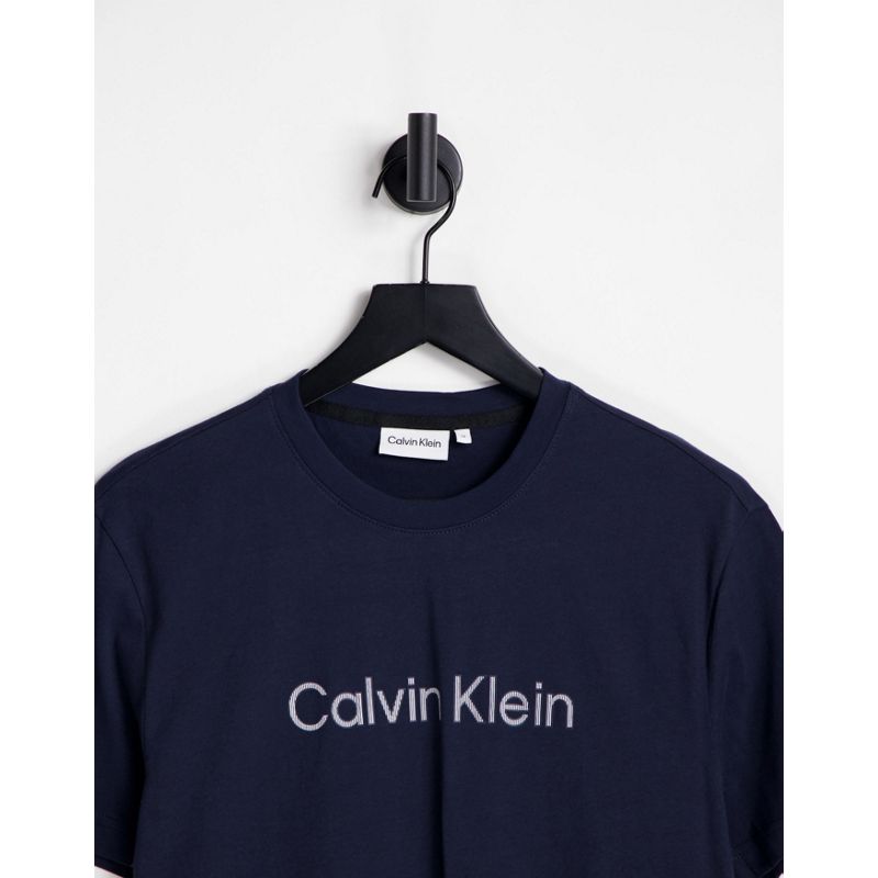 gMN6v Uomo Calvin Klein - T-shirt blu navy a righe con logo