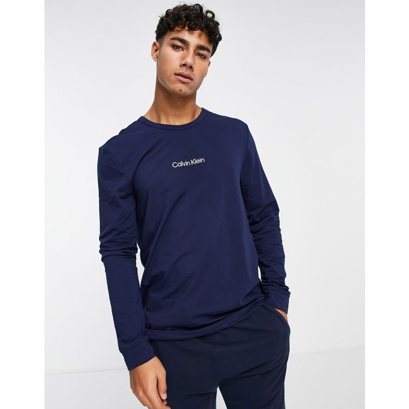 Is1al Uomo Calvin Klein - T-shirt da casa a maniche lunghe blu navy