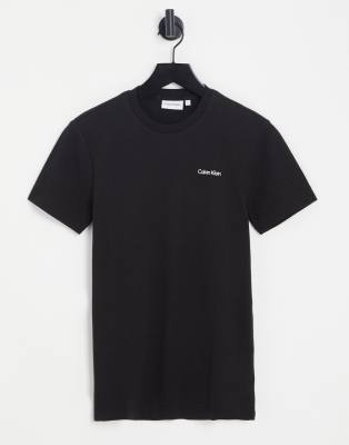 Calvin Klein - T-shirt en coton mélangé à logo - Noir - BLACK
