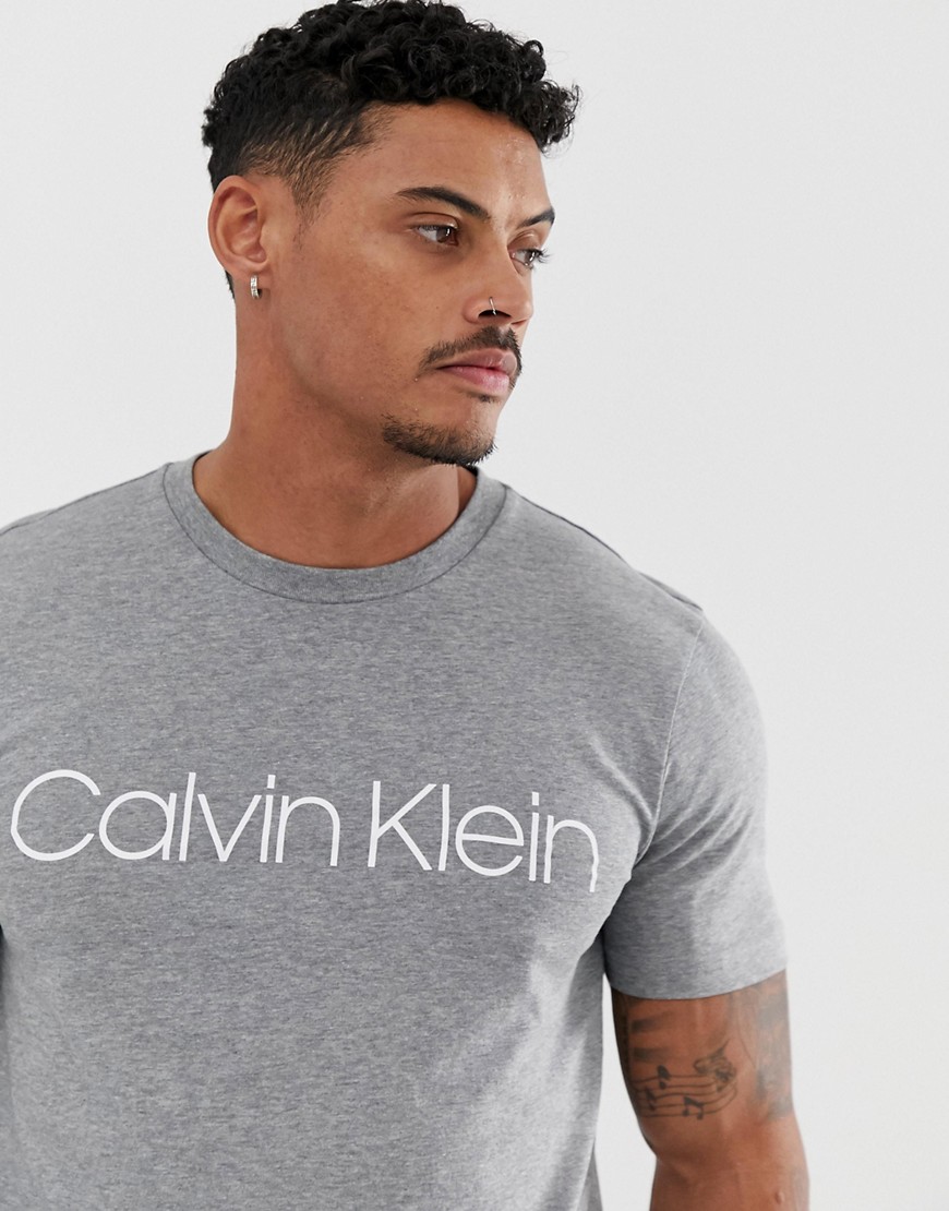 Calvin Klein - T-shirt grigia con logo-Grigio