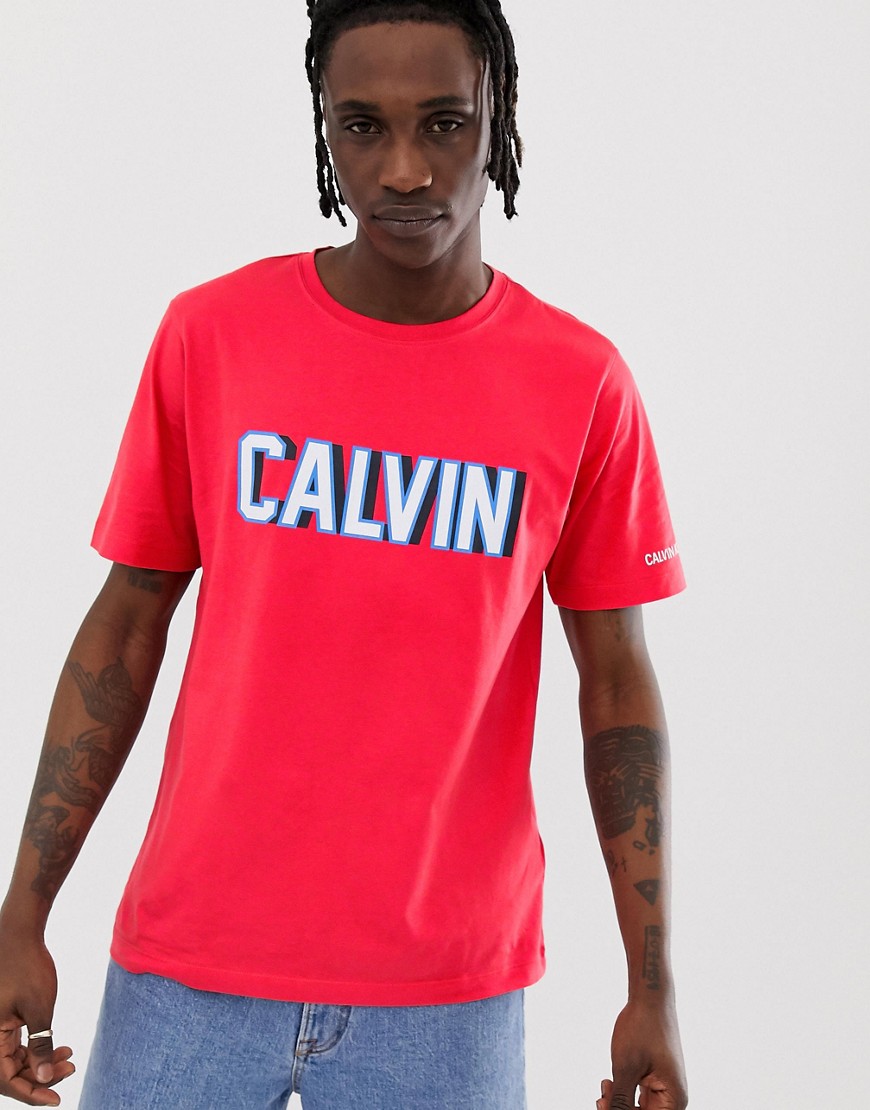 Calvin Klein – T-shirt i regular fit med logga-Röd