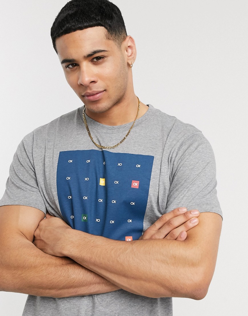 Calvin Klein - T-shirt in cotone multi con logo-Grigio
