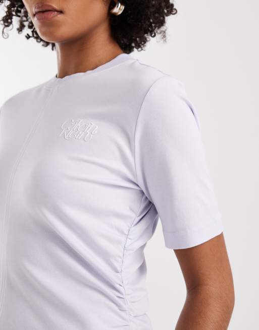 Calvin Klein – T-Shirt in Flieder und Weiß mit Gel-Logoprint, 2 von 4