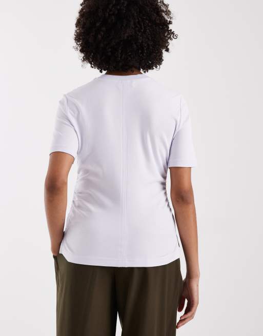 Calvin Klein – T-Shirt in Flieder und Weiß mit Gel-Logoprint, 4 von 4