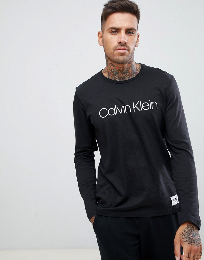 Calvin Klein - T-shirt med långa ärmar och monogram-Svart