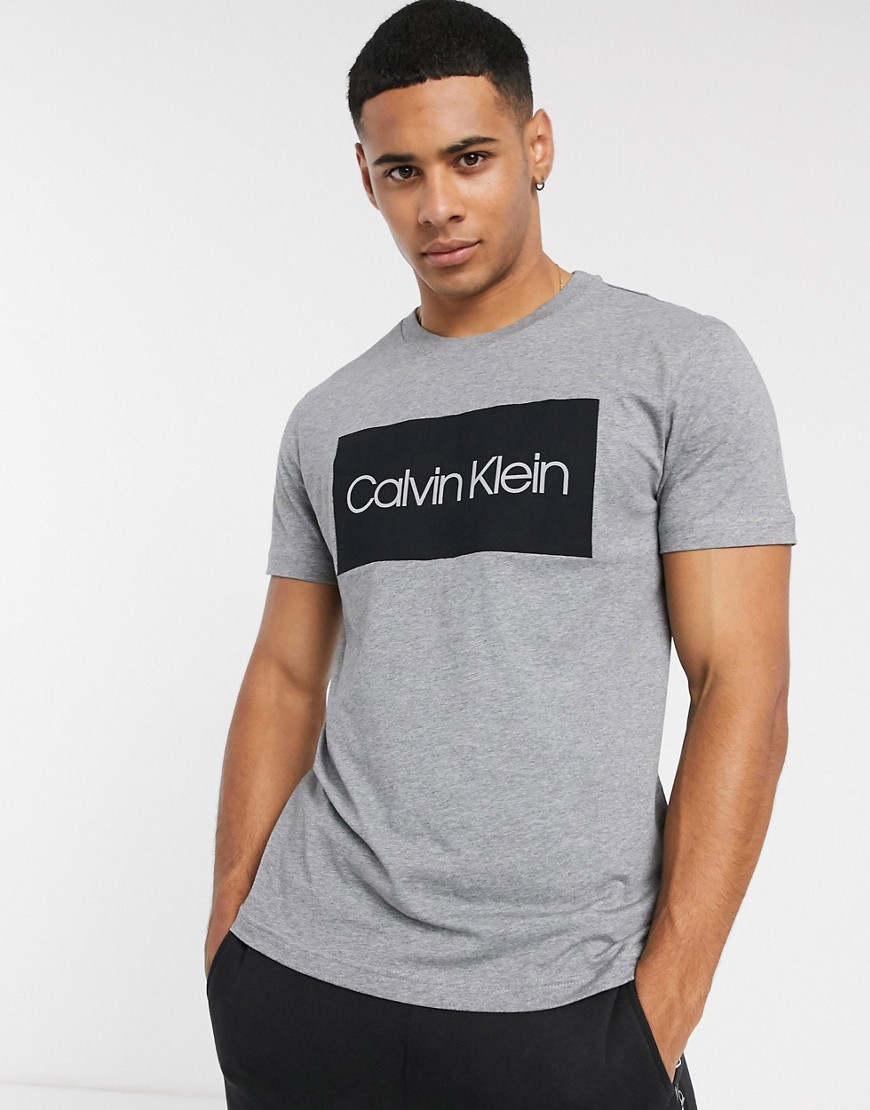Calvin Klein – T-shirt med velourmjuk logga-Grå
