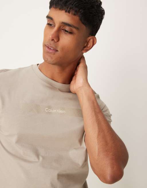 Calvin Klein - T-shirt met geborduurd logo in stone, 2 van 4