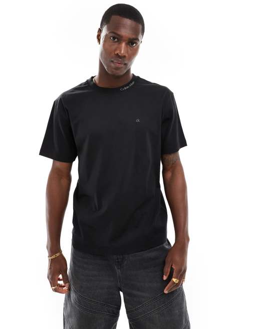 Calvin Klein - T-shirt met logo bij de hals in zwart