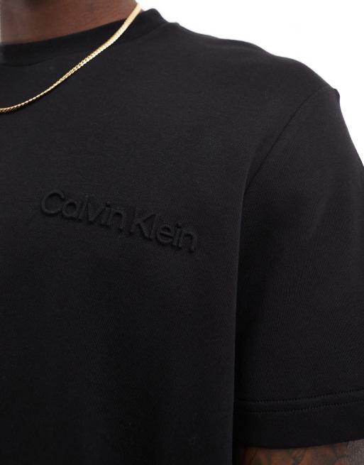 Calvin Klein - T-shirt met logo in reliëf in zwart, 3 van 4