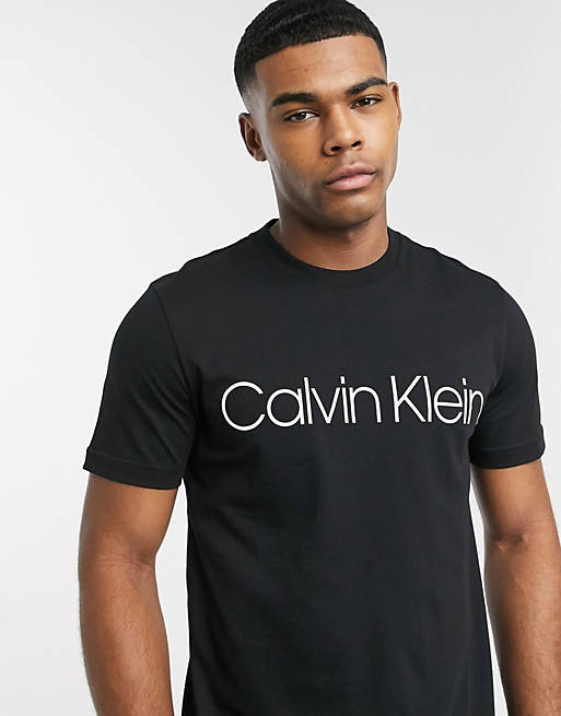 hybride Keer terug schrijven Calvin Klein - T-shirt met logo in zwart | ASOS