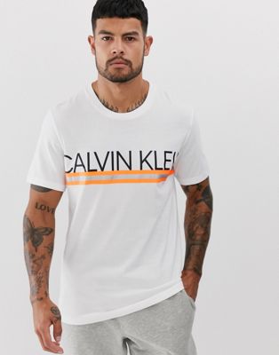Calvin Klein - T-shirt met neon logo in wit